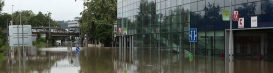 city with flooded streets